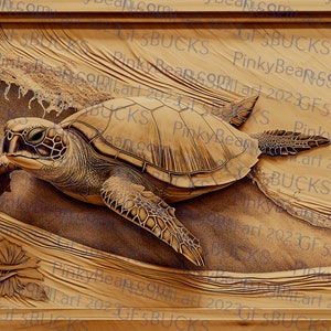Gravure laser PNG | illusion 3D | Graver | Prêt pour le laser | Fichier de conception numérique | Tortue | Tortue de mer | caouanne | Encadré