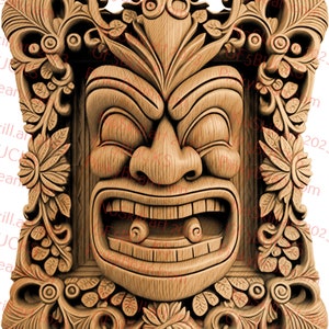 Laser Burn PNG | 3D Illusion | Engrave | Laser Ready | Digital Design File | Tiki God Framed | Idol