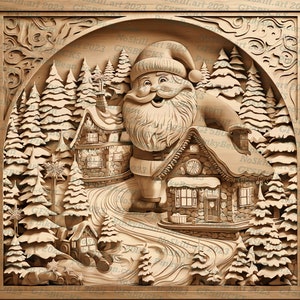 3D Illusion | Laser Burn PNG Digital File | Perfect for Engraving | Laser Ready Design | Instant Download | Christmas | Santa