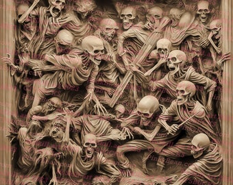 3D Illusion Zombie Wall Laser Burn PNG | Halloween Decor Instant Download | Laser-Ready Engraving Design | High-Res 300DPI Digital File
