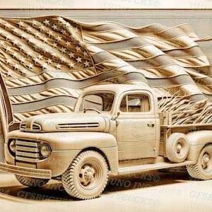 3D Illusion | Laser PNG Digitale Datei | zum Gravieren | Laserbereit | Sofortdownload | Bauernhof | Bauernhof | Retro | Kleiner Lieferwagen