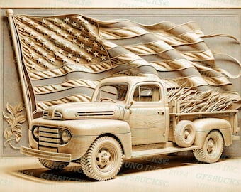 3D Illusion | Laser PNG Digital File | For Engraving | Laser Ready | Instant Download | Farm | Ranch | Retro | Pickup Truck