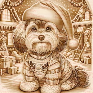 illusion 3D | Fichier numérique PNG de gravure au laser | Pour la gravure | Prêt pour le laser | Téléchargement instantané | Noël | Shih Tzu | Bichon havanais