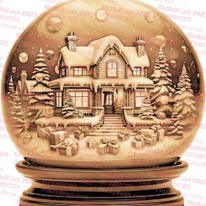 3D Illusion | Laser Burn PNG Digital File | Perfect for Engraving | Laser Ready Design | Instant Download | Snow Globe Winter Wonderland