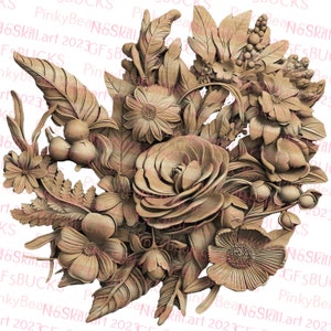 Laser Brennen PNG | 3D Illusion | Gravur | Laserbereit | Digitale Designdatei | Blumensprüh | Frühling | Hochzeit