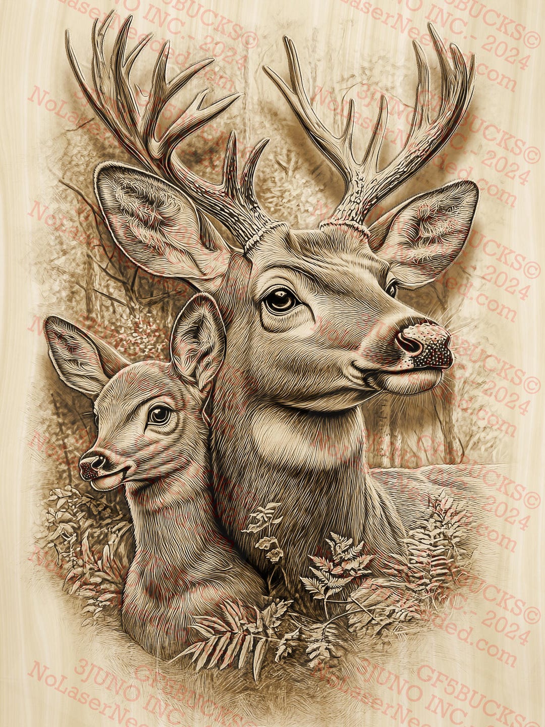 3D Illusion Deer and Fawn Art, Rustic Wildlife Wall Decor, Nature ...
