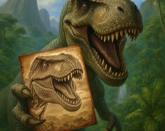 T-Rex Dinosaur Design, 3D Illusion Art PNG File for Laser Engraving - Laser Burn PNG | Laser Ready | Digital Design File | 14x14