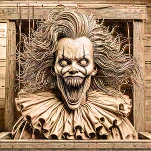 Freaky SheBo The Clown / Arte de pared divertido de Halloween / Decoración espeluznante y divertida para tu hogar / 14 x 14