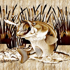 Laser Burn PNG | 3D Illusion | Engraving | Laser Ready | Digital Design File | Bass | Lake | Fishing | Beer