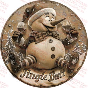 Jingle Butt® Weihnachtsschneemann, Lustig | 3D Illusion Kunst | Urlaub Digital Ornament | Laser Brennen PNG | Laserbereit | Digitales Design | 14x14