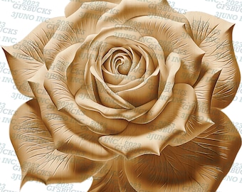 Single Rose Illustration | 3D Illusion PNG | Laser Engrave | Laser Burn