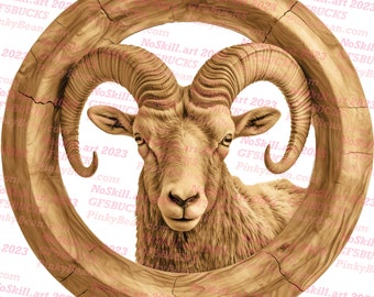 Laser Burn PNG | 3D Illusion | Engrave | Laser Ready | Digital Design File | Bighorn Sheep | Ram