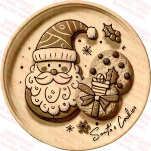 Biscoitos do Papai Noel, Só para o Papai Noel, Decoração de Natal | Laser Burn PNG | Ilusão 3D | Pronto para Laser | ~14x14