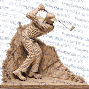 Laser Brennen PNG | 3D Illusion | Gravur | Laserbereit | Digitale Designdatei | Geschnitzte Optik | Golf | Golfspieler