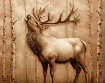 Elk 3D Illusion PNG | Woodland Laser Engraving Art | Rustic Elk Design File | Wildlife Decor | Digital File PNG | 14x14