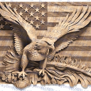 Laser Burn PNG | 3D Illusion | Engrave | Laser Ready | Digital Design File | Eagle | Flag | USA | Patriotic