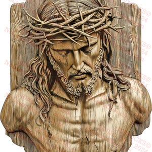 Arte de Jesus Cristo com ilusão 3D, decoração religiosa de parede, design de coroa de espinhos | Pronto para laser | Download instantâneo | 10x14