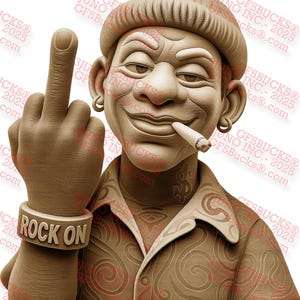 3D Illusion Rock On Rebel PNG - Mittelfinger Lasergravurdatei - 12.75x14 - GF5Bucks®