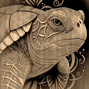 Sea Turtle 3D Illusion PNG - Design per incisione digitale fai da te pronto per il laser, download immediato