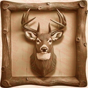 Whitetail Deer 3D Illusion Engraving Digital File Instant Download Laser Ready PNG | 14x14