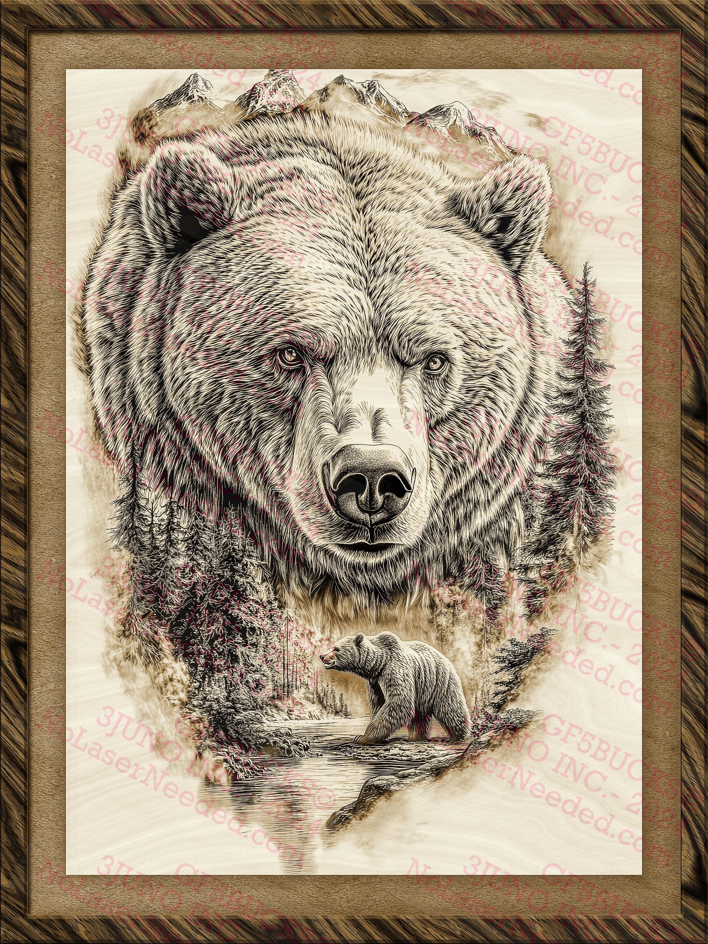 Mountain Bear Tattoo - Etsy, image size:2250x3000