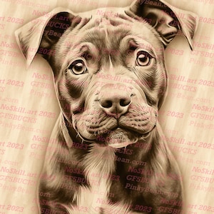 Digital Dog - Pit Bull Puppy: Adorable Dog Illustration | 3D Illusion | Laser Engrave | Laser Burn