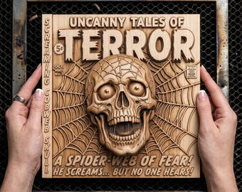 DarkGraven™ 3D Illusion Art Vintage Horror Skull Art PNG - 13.5x14.0 Inches GF5Bucks®