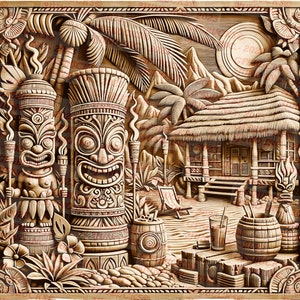 3D Illusion | Laser Burn PNG Digital File | Perfect for Engraving | Laser Ready | Instant Download | Classic Retro Tiki I