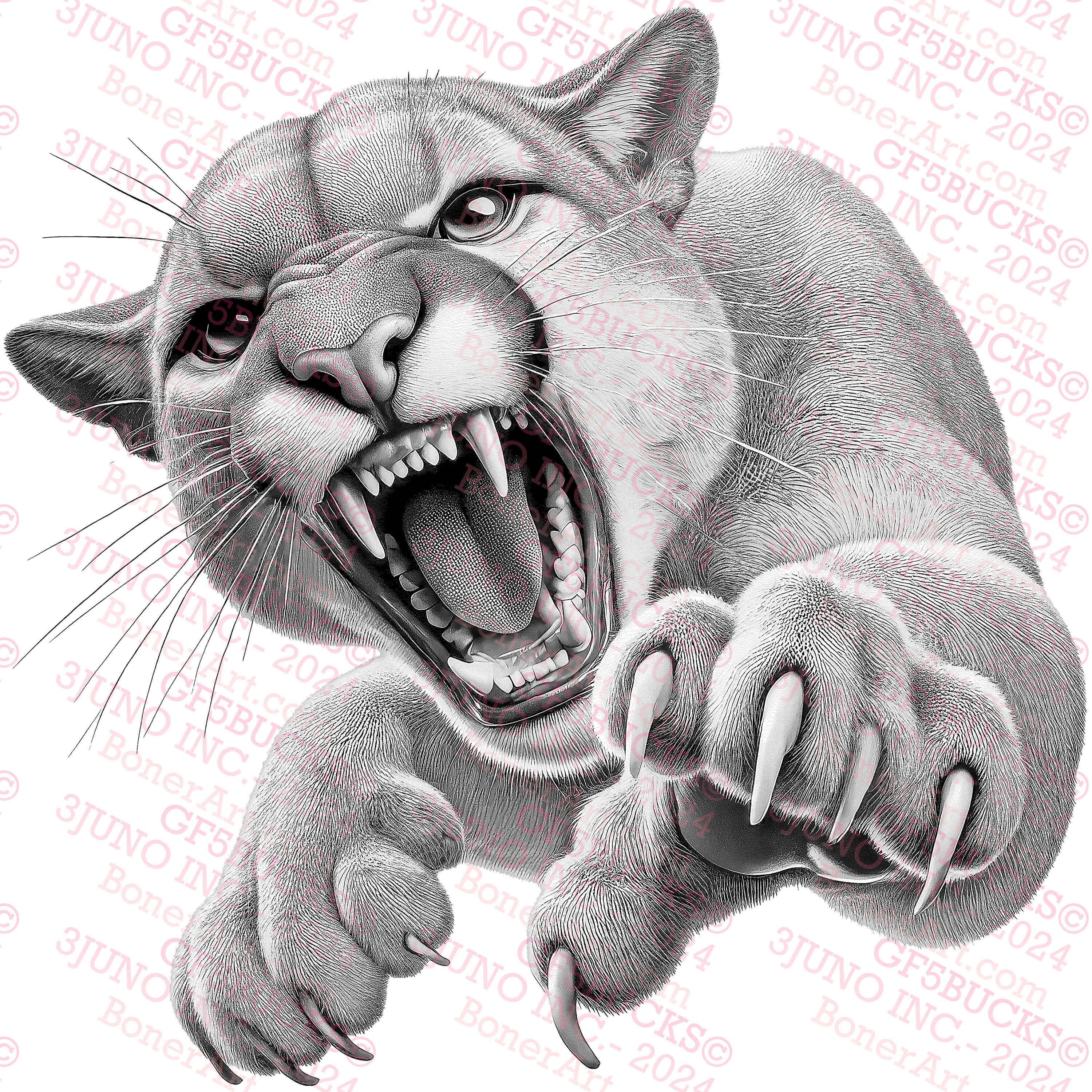 Cougar, Mountain Lion 3D Illusion Digital File (isolated) - Laser
