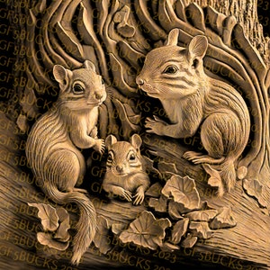 Laser Burn PNG | 3D Illusion | Engrave | Laser Ready | Digital Design File | Chipmunk | Squirrels