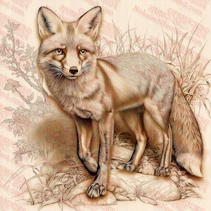 Fox 3D-illusie lasergravurebestand | Kunst in het wild in het bos | Digitaal bestand, png-bestand | 14 x 14"