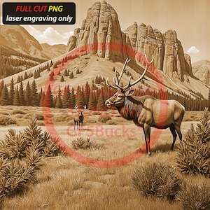 Arte de alce com ilusão 3D para gravação a laser | Arquivo digital PNG | 14,00 x 14,00 polegadas | GF5Bucks®