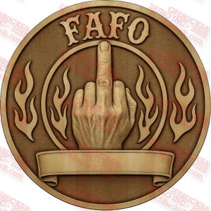 3D Illusion FAFO Emblem PNG - 14x14 Laser Engraving Design with Middle Finger Symbol and Banner - Attitude Badge Art - GF5Bucks®
