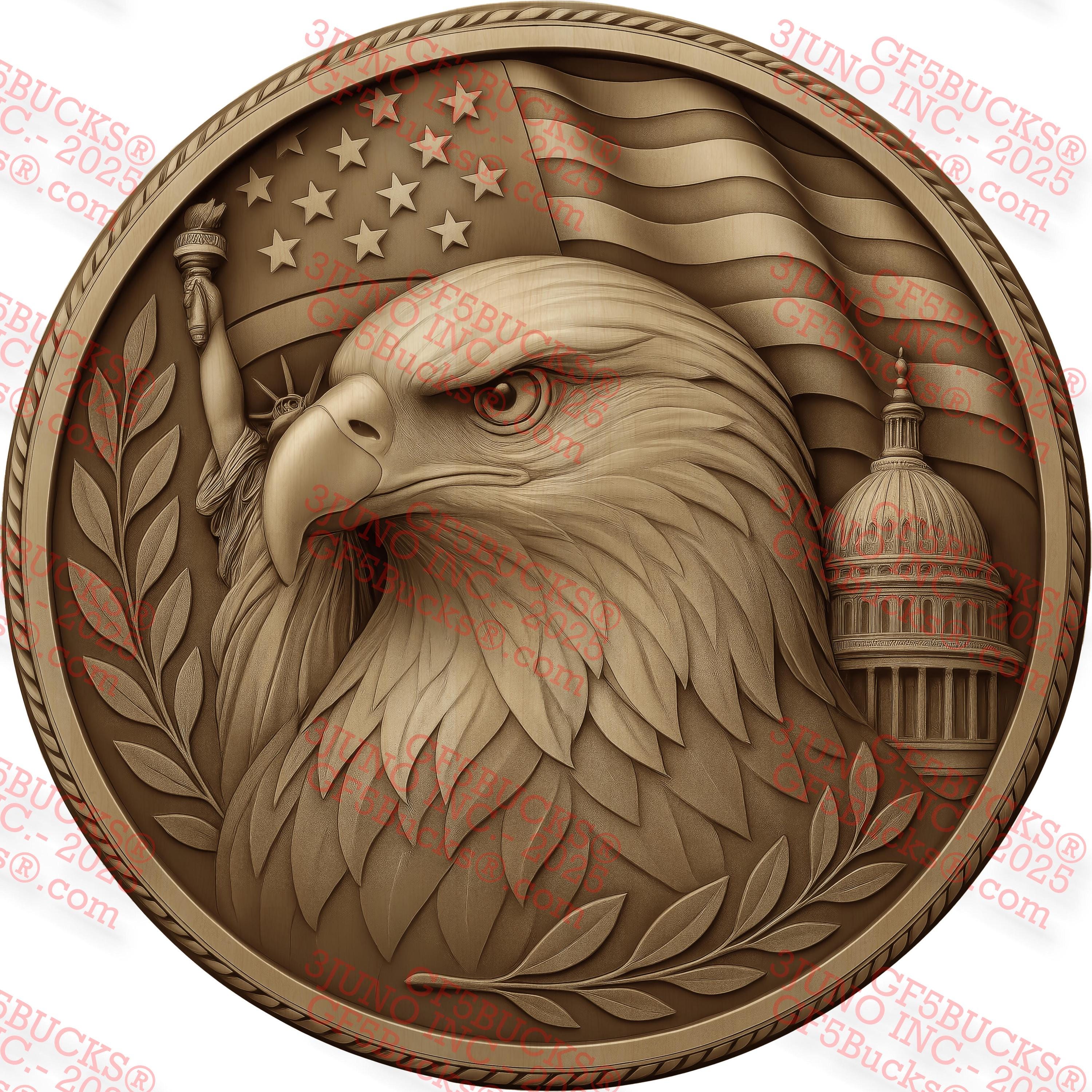 3D Illusion Eagle Emblem PNG – Patriotic Medallion Laser Engraving ...