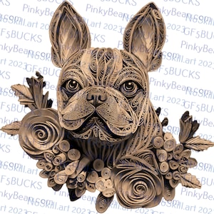 Laser Burn PNG | Ilusão 3D | Gravar | Pronto para Laser | Arquivo de Design Digital | Bulldog Francês | Frenchie