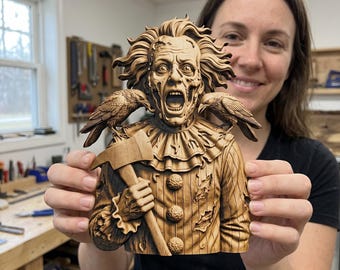 DarkGraven™ 3D Illusion Art Terrifying Undead Clown Portrait PNG - 10.7x14.0 Inches GF5Bucks®