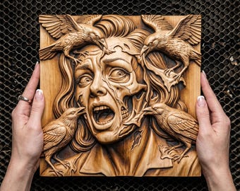 DarkGraven™ 3D Illusion Art Horrific Raven Face Attack PNG - 14.0x13.9 Inches GF5Bucks®