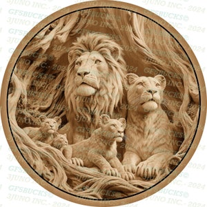 3D Illusion | Laser PNG Digital File | For Engraving | Laser Ready | Instant Download | Laser Coin | Lions | MyLaserCoin