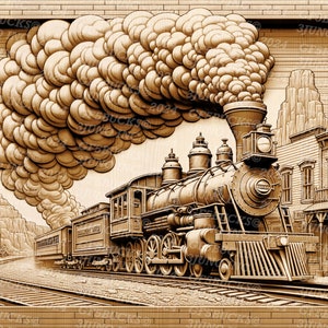 Old West Train: 3D Illusion PNG Digitale Datei für die Lasergravur, Instant Download, Laser bereit
