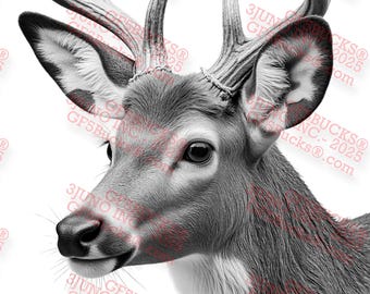 3D Illusion Whitetail Deer PNG – White-tailed Buck Engraving