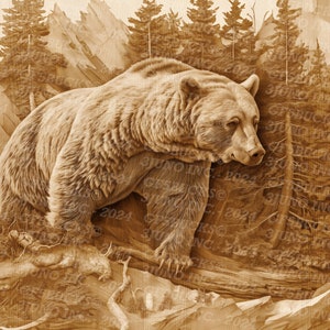 illusion 3D | Fichier numérique laser PNG | Pour la gravure | Prêt pour le laser | Téléchargement instantané | Ours | Noir | Marron | Grizzly | Kodiak