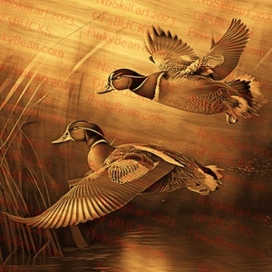 Laser Burn PNG | 3D Illusion | Engrave | Laser Ready | Digital Design File | Mallard Ducks | Wood Ducks | Shore Birds