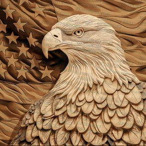 Laser Burn PNG | 3D Illusion | Engrave | Laser Ready | Digital Design File | American Bald Eagle | Flag | Patriotic |  | USA