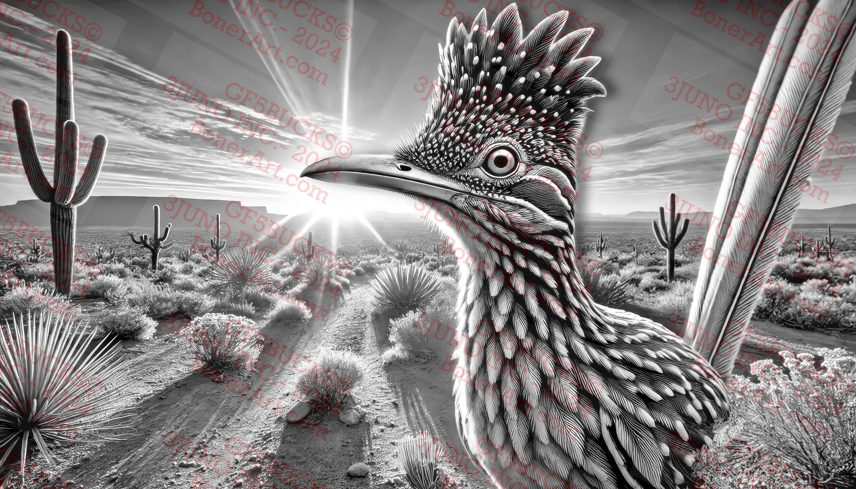 Roadrunner 3D Illusion Art - Desert Wildlife, Southwestern Decor
