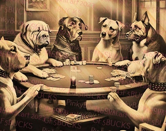 Laser Burn PNG | 3D Illusion | Engrave | Laser Ready | Digital Design File | Dog Poker | Dogs Playing Poker