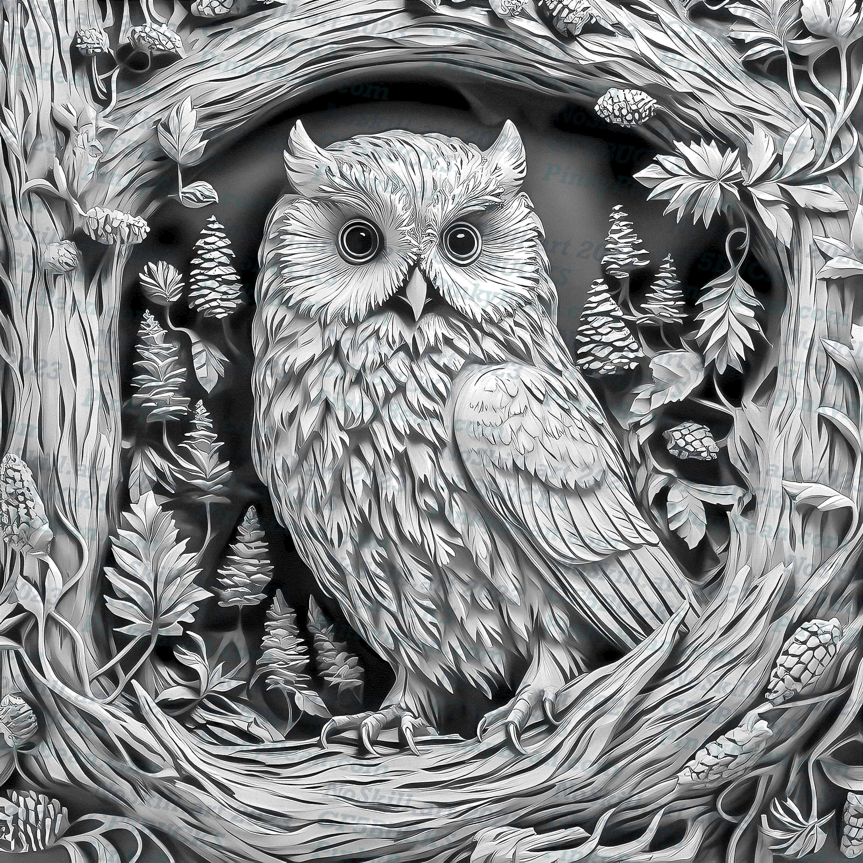 Owl in Woodland - Digital Design File for 3D Illusion, Compatible
