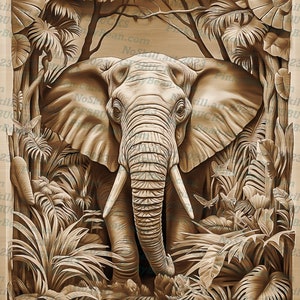 3D Illusion | Laser Burn PNG Digital File | Perfect for Engraving | Laser Ready Design | Instant Download | Beautiful Elephant | Tropical