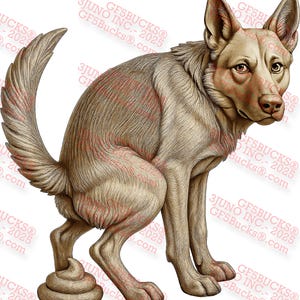 3D Illusion Pooping Hund PNG - Lustiges Laser Gravur Design - Schäferhund Stil - 13.3 x 14 Zoll Digitale Datei - GF5Bucks®