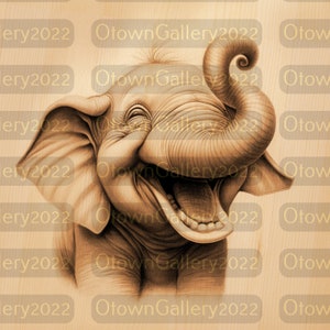 PNG para quemar con láser / Ilusión 3D / Grabar / Listo para láser / Archivo de diseño digital / Elefante / Bebé / Feliz