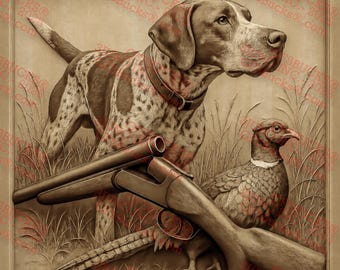 3D Illusion Bird Dog PNG – Hunting Dog & Pheasant Laser Engraving Design – Outdoor Scene – 14x14 – GF5Bucks®